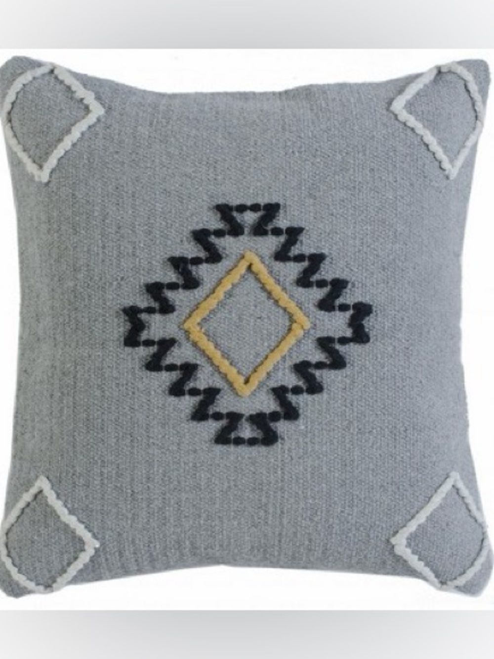HOMEROOTS NWT 20" X 20" Gray Black Yellow And Ivory 100% Cotton